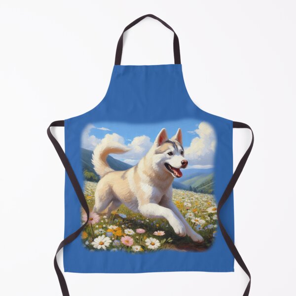 Item preview, Beige Husky Running Through a Meadow of Flowers designed and sold by Kim Arnott.