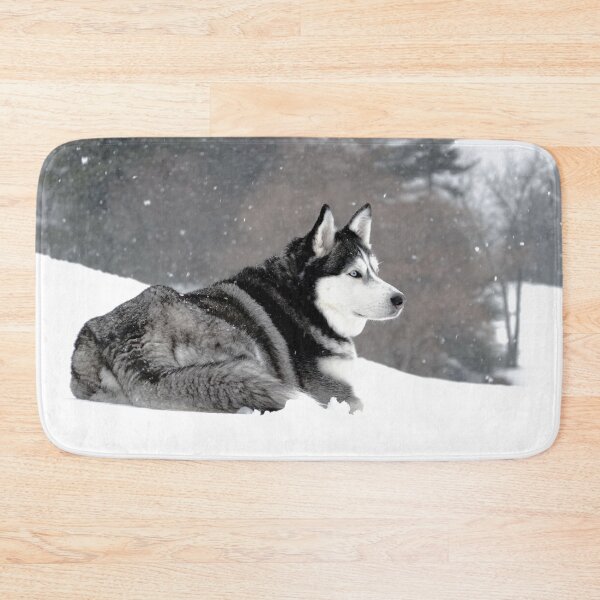 Item preview, A Purebred Husky Inspects His Territory in Heavy Snow designed and sold by myhuskymax.