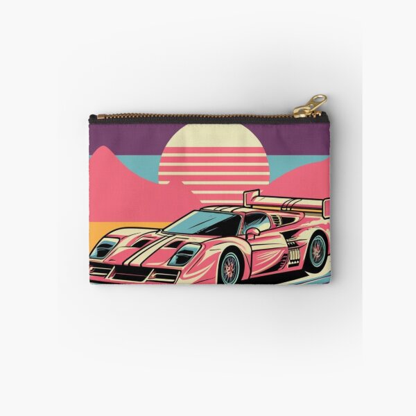 Item preview, Reto Race Car Burning Rubber in front of a Neon Sunset designed and sold by CraftedRealm.