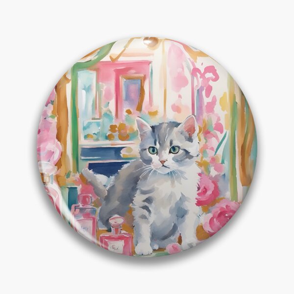 Item preview, Kitten and vanity mirror, whimsical art print designed and sold by SophieClimaArt.