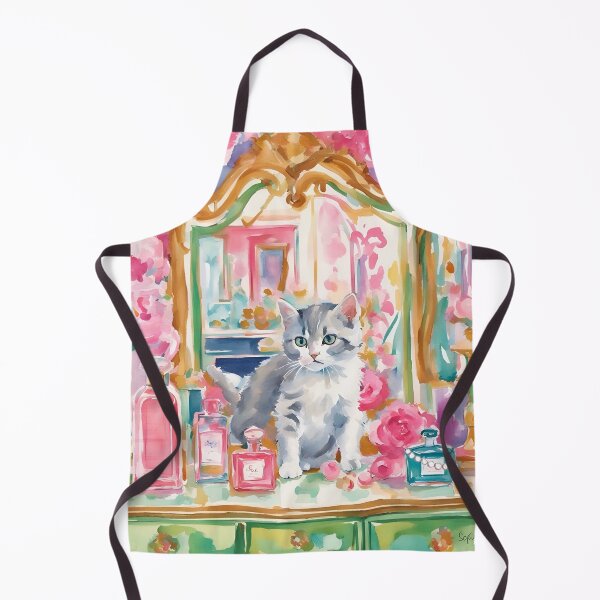 Item preview, Kitten and vanity mirror, whimsical art print designed and sold by SophieClimaArt.