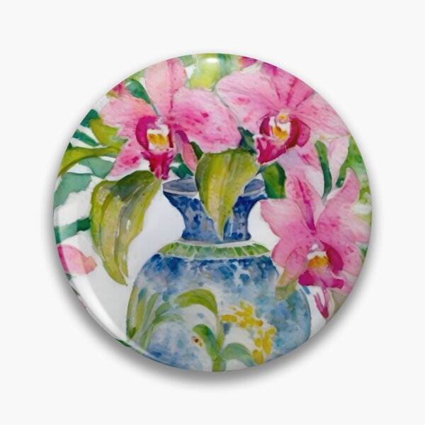 Item preview, Orchids in blue and white chinoiserie jar designed and sold by SophieClimaArt.