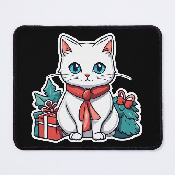Item preview, Cute white Christmas cat with blue eyes. Cat Christmas gift.2 designed and sold by By-Jeff.