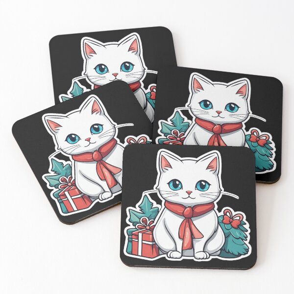 Item preview, Cute white Christmas cat with blue eyes. Cat Christmas gift.2 designed and sold by By-Jeff.