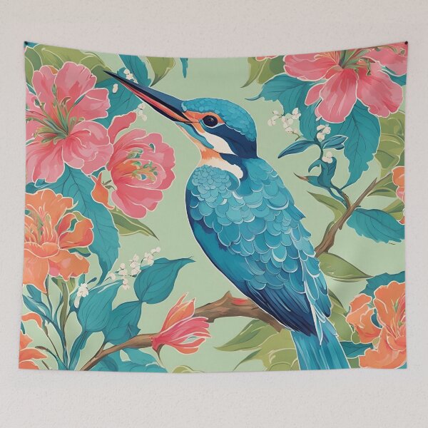 Item preview, Kingfisher chinoiserie designed and sold by SophieClimaArt.
