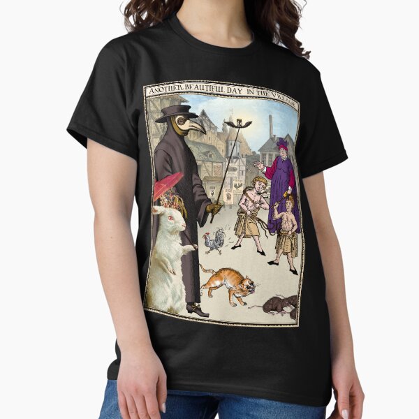 Vista previa del artículo con la obra «Doctor de plaga y pueblo medieval de conejos», diseñado y vendido por GrayHareCards.