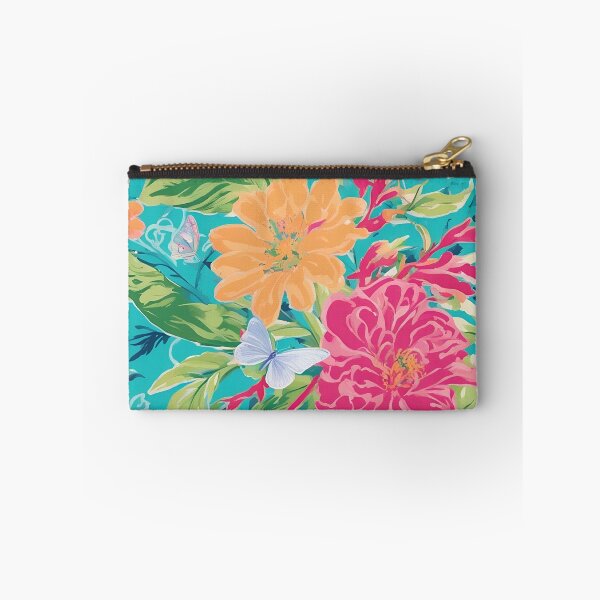 Item preview, Preppy flowers and butterflies on turquoise designed and sold by SophieClimaArt.