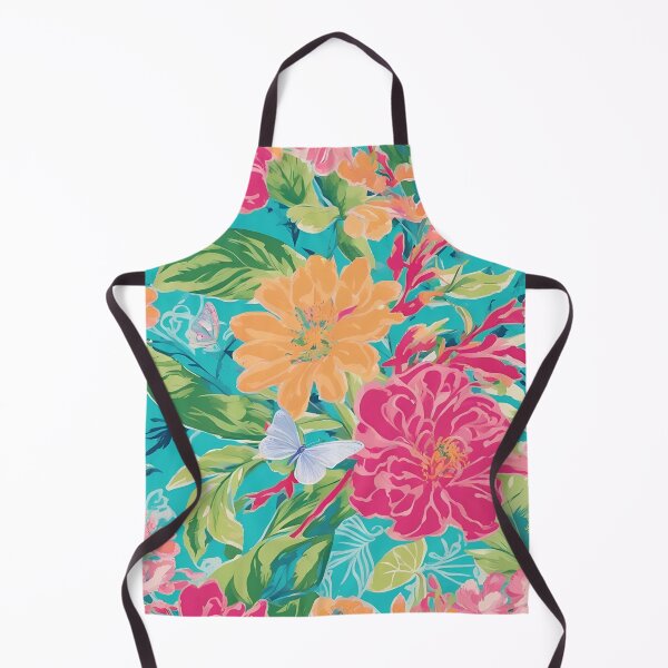 Item preview, Preppy flowers and butterflies on turquoise designed and sold by SophieClimaArt.