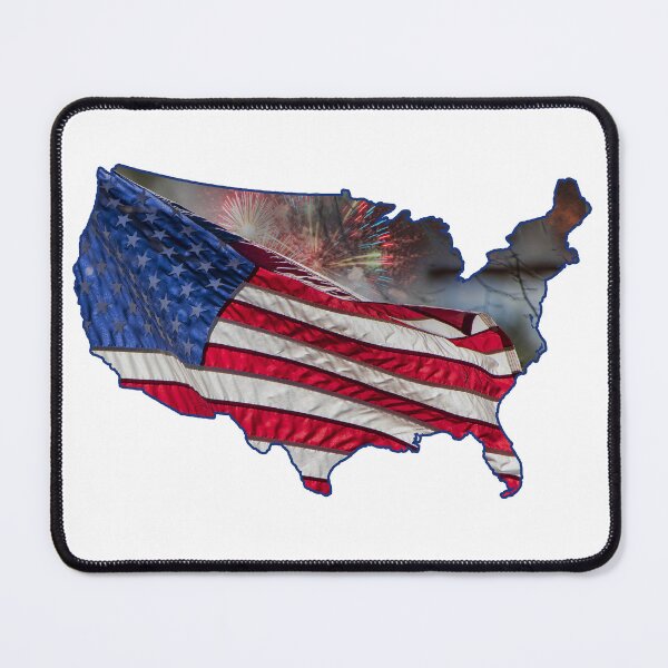 Item preview, United States of America Mainland Map with Flag and Fireworks designed and sold by Bonnie T.  Barry.