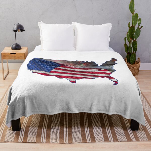 Item preview, United States of America Mainland Map with Flag and Fireworks designed and sold by Bonnie T. Barry.