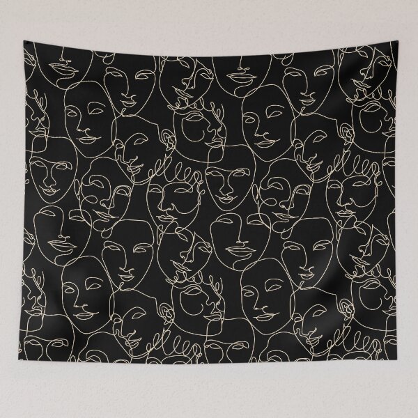 Item preview, Linear faces black background  designed and sold by FatBirdie.