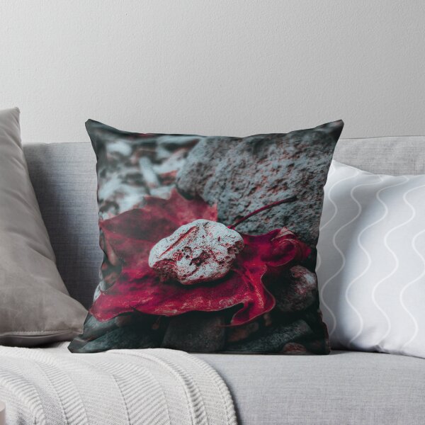 Item preview, Red & Grey Rock & Leaf Goth Nature Photograph designed and sold by TwistedP-Photos.