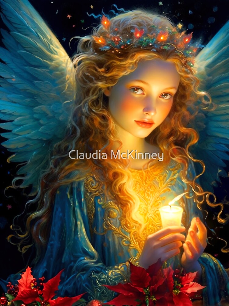 Thumbnail 3 of 3, Sticker, Christmas Vigil Angel designed and sold by phatpuppyart.
