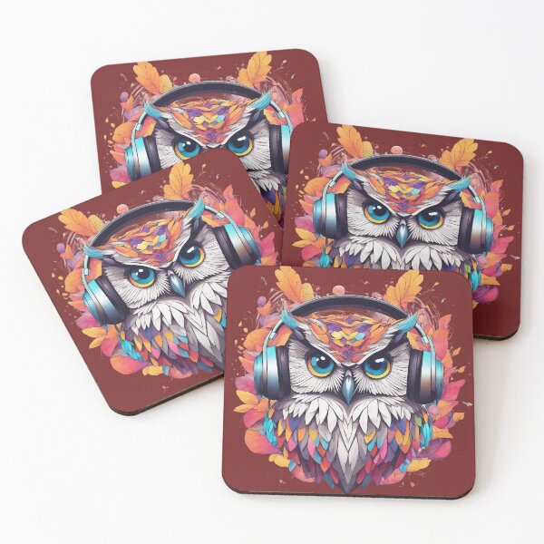 Item preview, Owl with headphones designed and sold by KarakitAI.