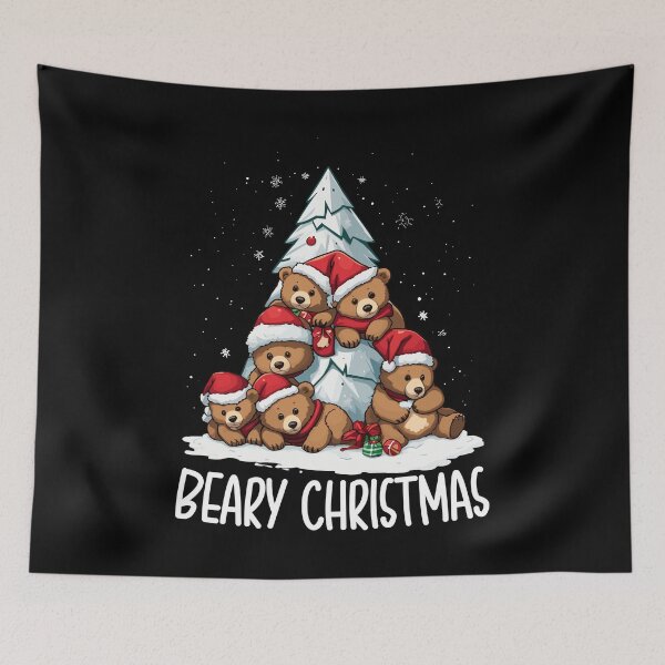Item preview, Beary Christmas Bear Christmas Tree in Snow Funny Family Bear Xmas Hat designed and sold by Peculiarts.