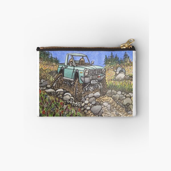 Item preview, Illustration of a Japanese 4x4 Pick Up Truck On A Mountain Alpine Trail designed and sold by DrawnToColour.