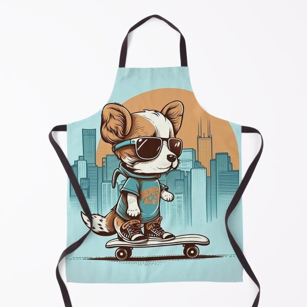 Item preview, Skateboarding Dog with Sunglasses in City Street Art designed and sold by PaintbrushPlace.