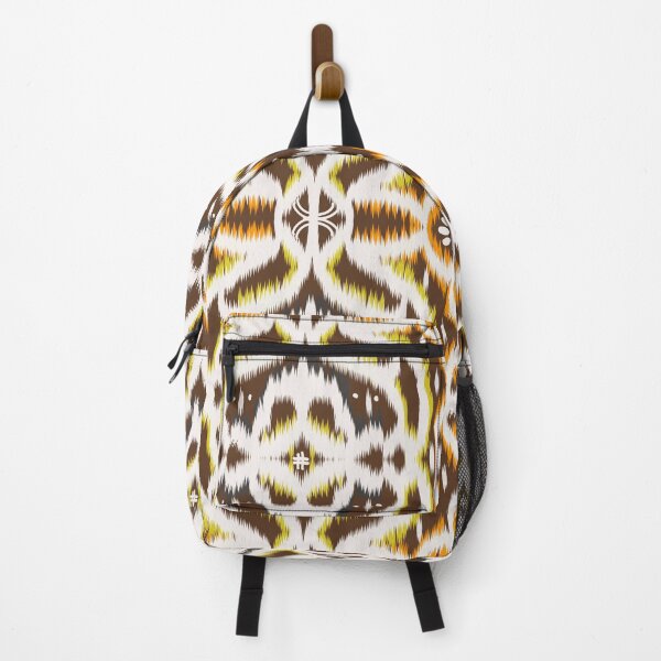 Item preview, Seamless tribal ikat patterns of white, yellow, orange curved shapes designed and sold by Aesthetic shapes design.