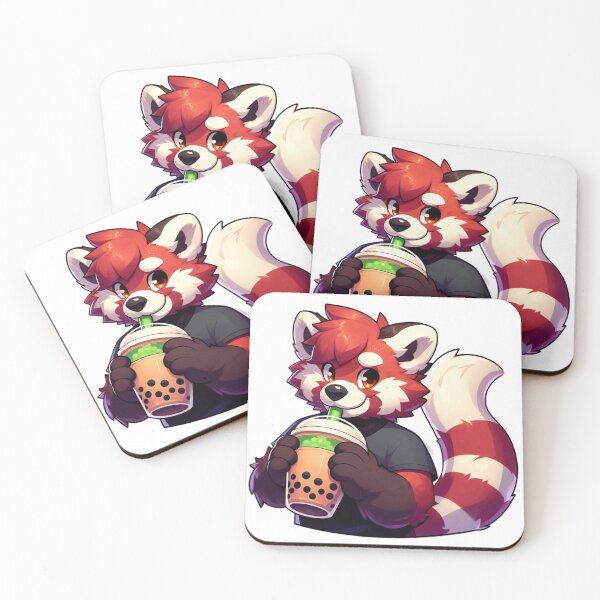 Item preview, Red Panda Boba Tea Furry Sticker Design designed and sold by Evelyns-Furries.
