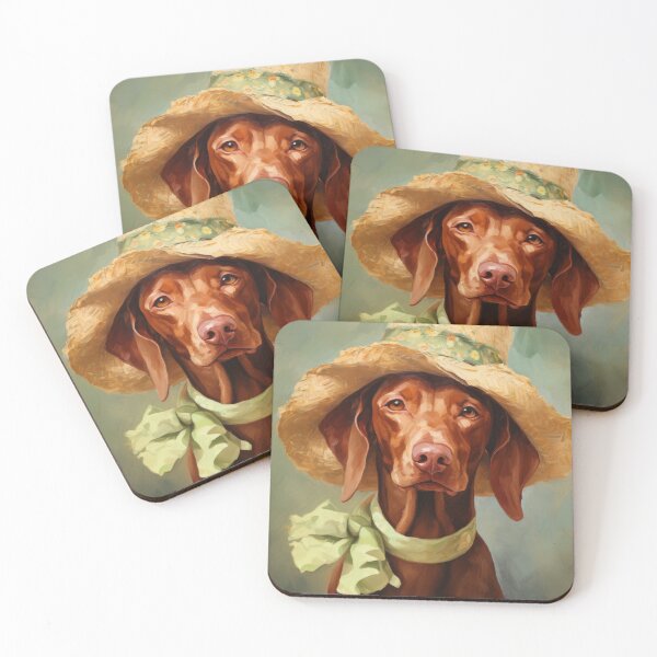 Item preview, beautiful Hungarian Vizsla dog lady with hat designed and sold by WallyPink.