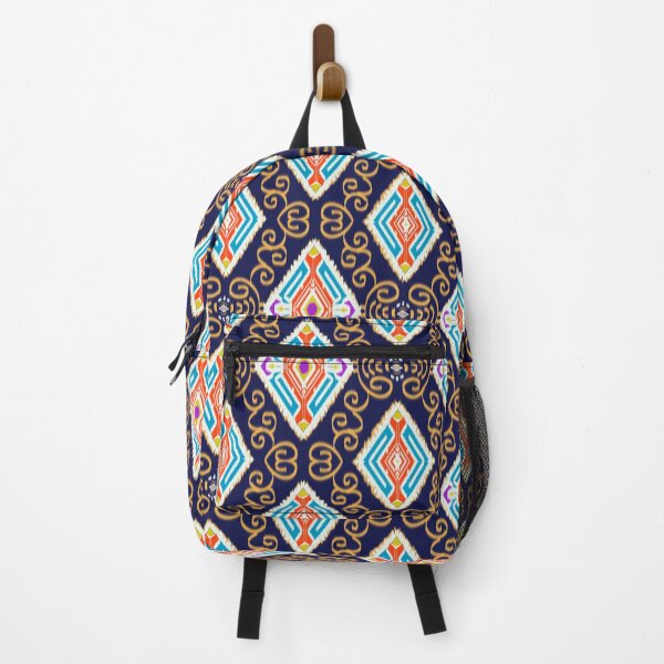 Item preview, Embroidery illustration of blue orange yellow white and purple geometric seamless multicolor pattern designed and sold by Aesthetic shapes design.