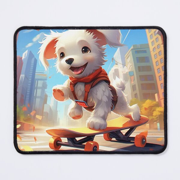 Item preview, Cartoon Dog Skateboarding in City - 2D Game Art Style designed and sold by PaintbrushPlace.
