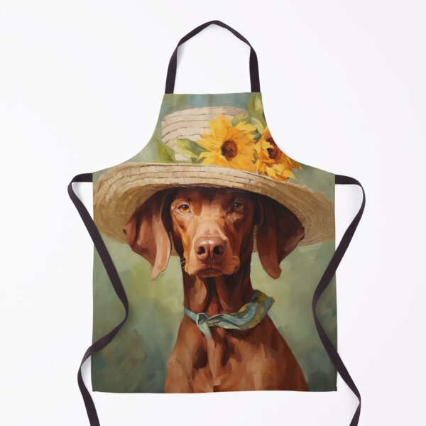 Item preview, Hungarian Vizsla Dog Lady with sunflowers and hat designed and sold by WallyPink.