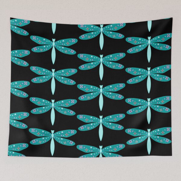 Item preview, Dragonfly Floral Teal designed and sold by Niibidoon.