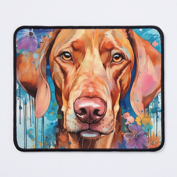 Item preview, Vizsla Hungarian Pointer dog with blue flowers designed and sold by WallyPink.