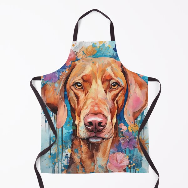Item preview, Vizsla Hungarian Pointer dog with blue flowers designed and sold by WallyPink.