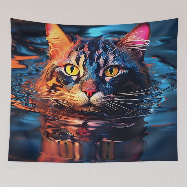 Item preview, Abstract cat water illusion art print designed and sold by dcrc.