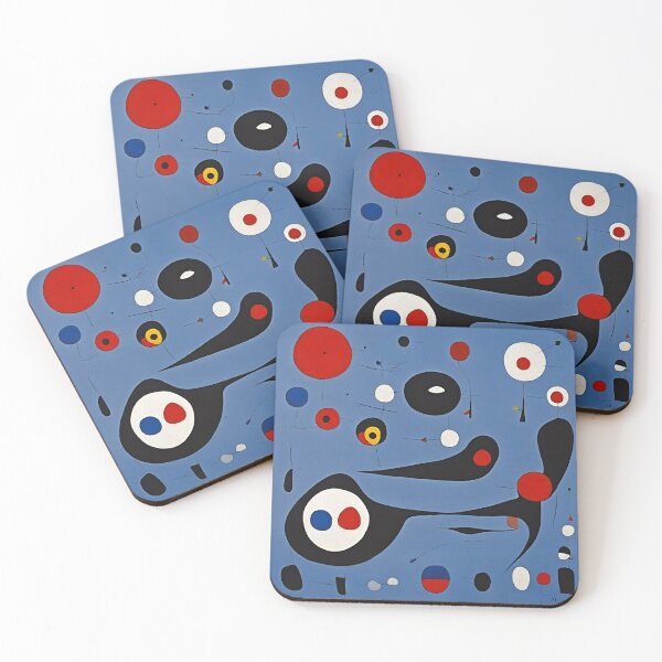 Item preview, Joan Miro Inspired Abstract Ghosts on Blue Background designed and sold by bettypure.
