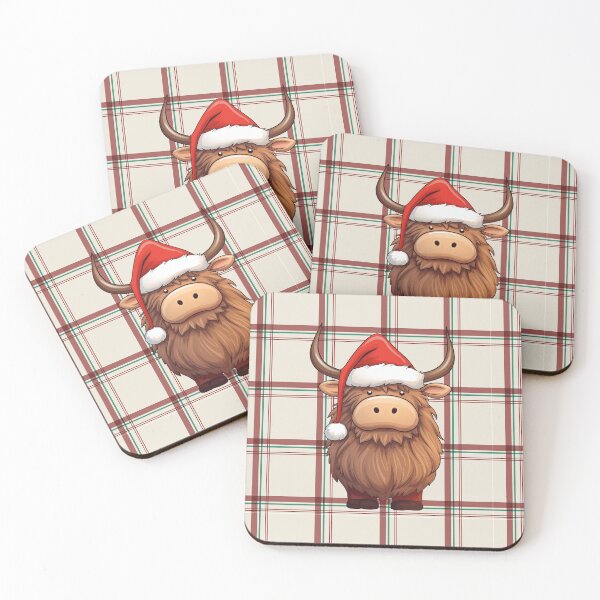 Item preview, Christmas Highland Cow Coo on Tartan designed and sold by wotsthis.