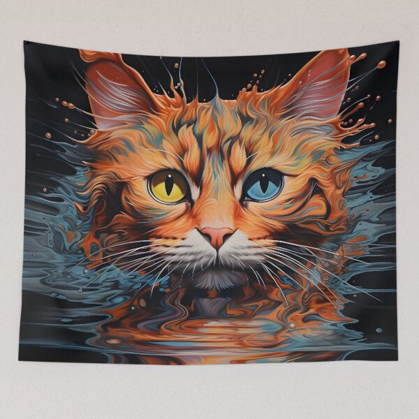 Item preview, abstract cat water illusion art print designed and sold by dcrc.
