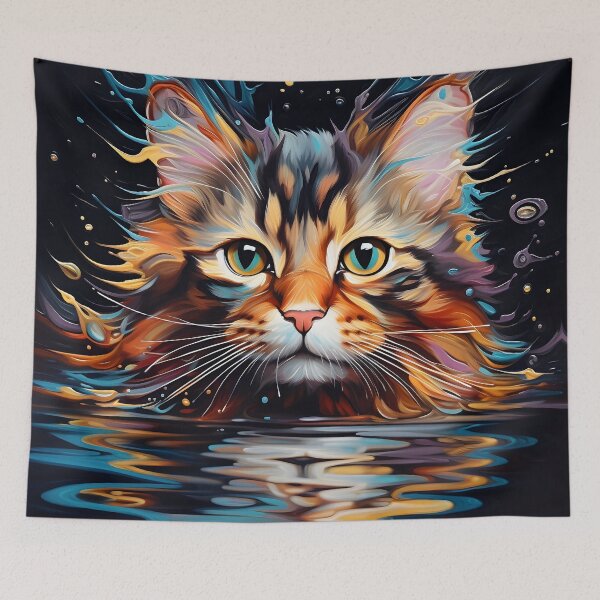 Item preview, abstract cat water illusion art print designed and sold by dcrc.