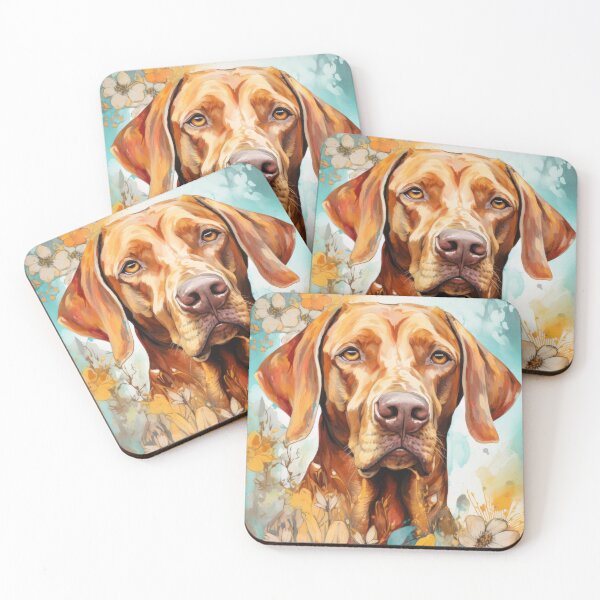 Artikelvorschau, Hunde Portrait Vizsla Ungarischer Pointer mit Blumen entworfen und verkauft von WallyPink.