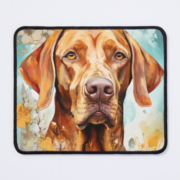 Item preview, Dog portrait Vizsla Hungarian Pointer with flowers designed and sold by WallyPink.
