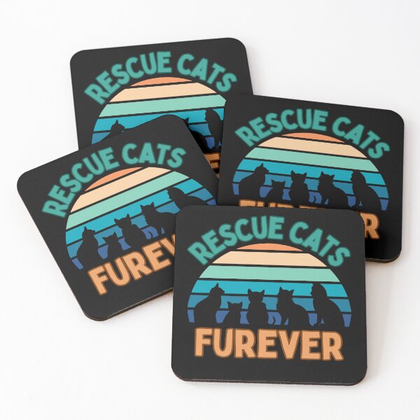 Item preview, Rescue cats furever celebration with retro sunset background designed and sold by Rosefurn.