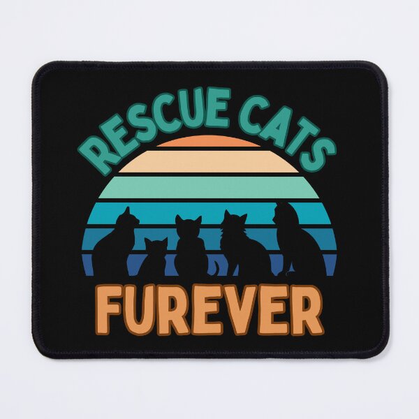 Item preview, Rescue cats furever celebration with retro sunset background designed and sold by Rosefurn.