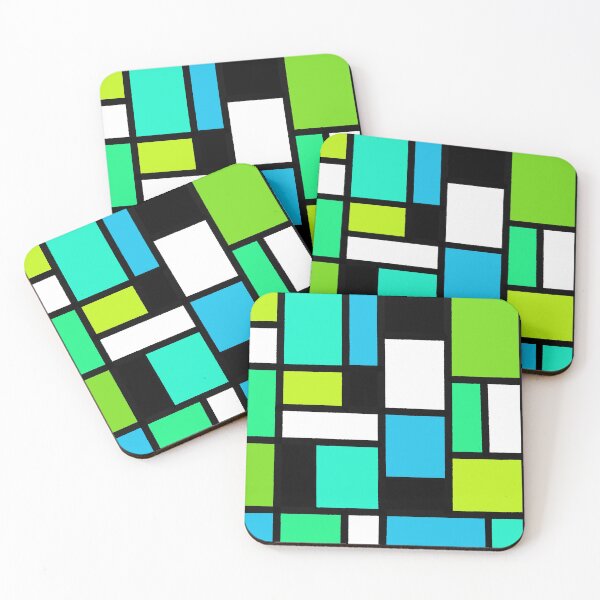 Item preview, Bauhause stained glass Blue and green designed and sold by SoshanaC.