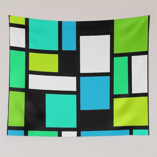 Item preview, Bauhause stained glass Blue and green designed and sold by SoshanaC.