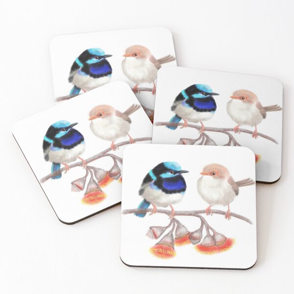 Item preview, Blue Wrens and Silver Princess Blossoms designed and sold by Anne Fries.