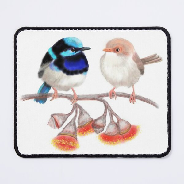 Item preview, Blue Wrens and Silver Princess Blossoms designed and sold by Anne Fries.