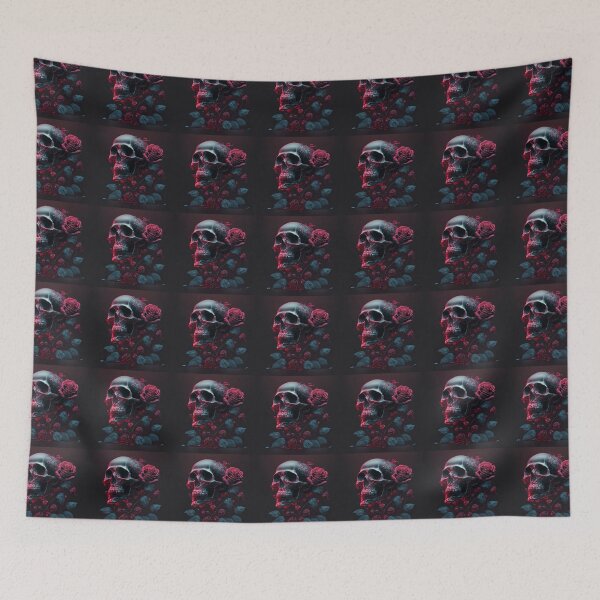 Item preview, Skulls and Bones Red Roses Metal Rock designed and sold by PugD.