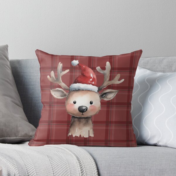 Item preview, Christmas Reindeer on Red Plaid Tartan designed and sold by wotsthis.