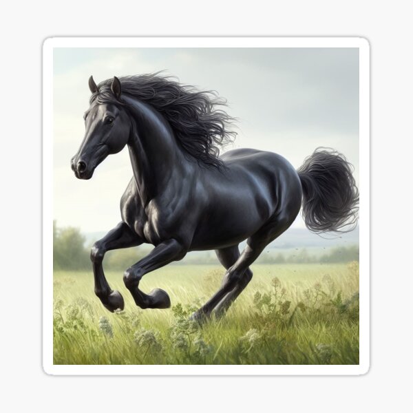 Item preview, Black Friesian in Meadow designed and sold by etrunk8.