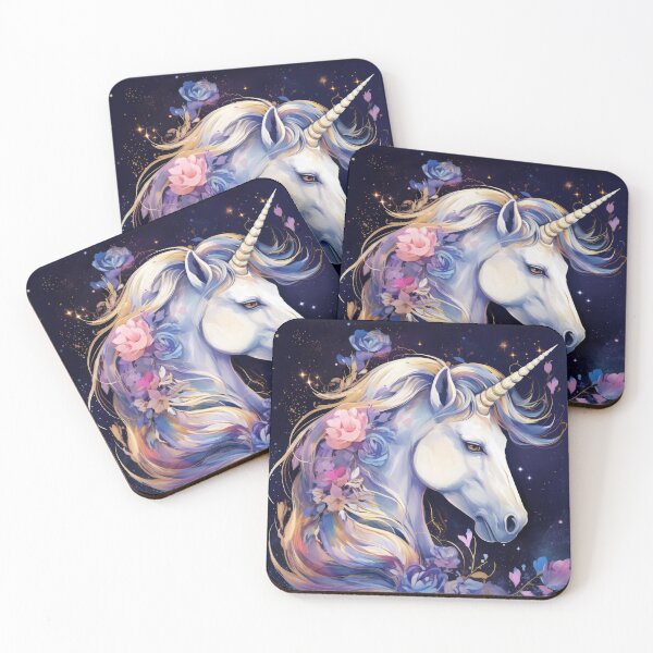 Artikelvorschau, das letzte Einhorn Lady Amalthea mit im Blumen Design zu Mitternacht entworfen und verkauft von WallyPink.