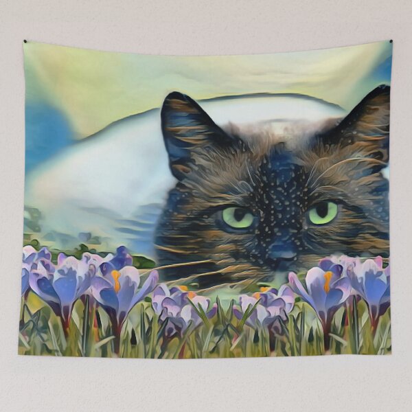 Item preview, Siamese Cat In Spring Flowers  designed and sold by Heathermarie321.