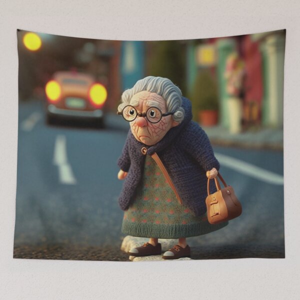 Item preview, Clay old Lady Crossing the Road 3 designed and sold by AstroRisq.