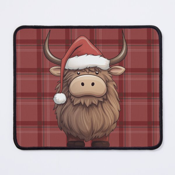 Item preview, Christmas Highland Cow Coo on Red Tartan designed and sold by wotsthis.